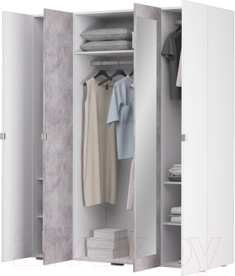 Шкаф Аквилон Акцент №24 4ств (белое сияние/цемент светлый)