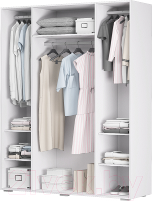 Шкаф Аквилон Акцент №24 4ств (белое сияние/цемент светлый)