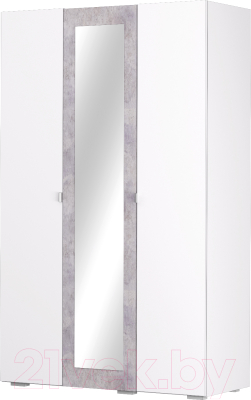 Шкаф Аквилон Акцент №25 3ств (белое сияние/цемент светлый) - фото