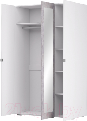 Шкаф Аквилон Акцент №25 3ств (белое сияние/цемент светлый)