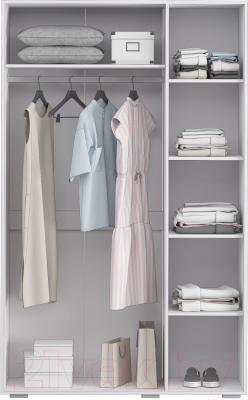 Шкаф Аквилон Акцент №25 3ств (белое сияние/цемент светлый)