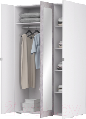 Шкаф Аквилон Акцент №25 3ств (белое сияние/цемент светлый)