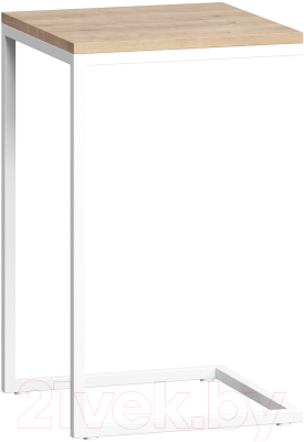 Приставной столик Loftyhome Мальборк / 1627780 (дуб сонома с белым основанием) - фото