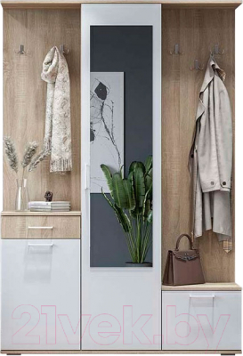 Секция в прихожую NN мебель ПР 1 (дуб сонома/белый) - фото