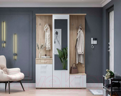 Секция в прихожую NN мебель ПР 1 (дуб сонома/белый)