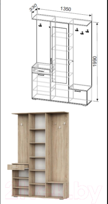 Секция в прихожую NN мебель ПР 1 (дуб сонома/белый)