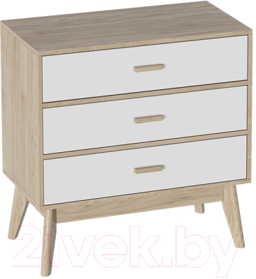 Комод Мебельград Калгари (дуб натуральный светлый/белый матовый) - фото