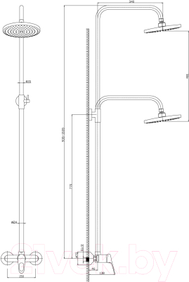 Верхний душ со смесителем Rossinka Silvermix B35-44