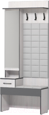 Секция в прихожую Аквилон Эльза №1 800 с зеркалом (ясень анкор светлый) - фото