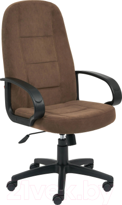 Кресло офисное Tetchair СН-747 флок (коричневый) - фото