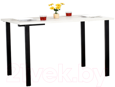 Обеденный стол Millwood Прага Л18 130x80 (дуб белый крафт/металл черный) - фото