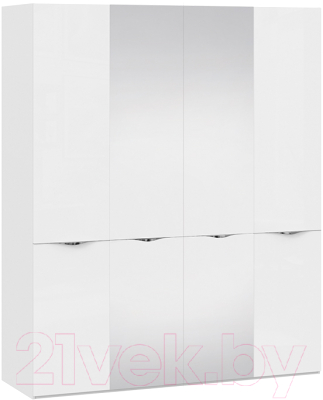 Шкаф ТриЯ Глосс СМ-319.07.442 с 2 дверями со стеклом и 2 зеркальными двер. - фото