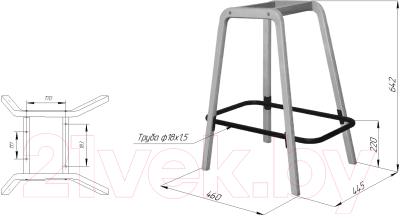 Стул барный Sheffilton SHT-ST38/S94-1 (угольно-серый/прозрачный лак/черный муар)