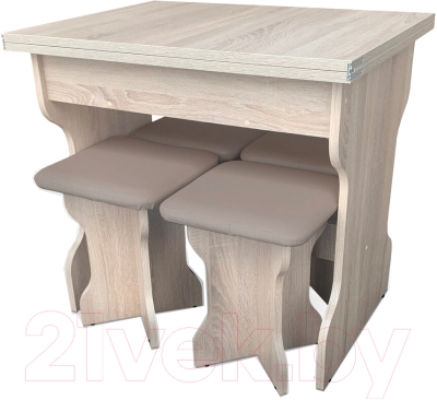 Обеденная группа Анмикс ЛДСП (дуб санома/кожзам капучино) - фото