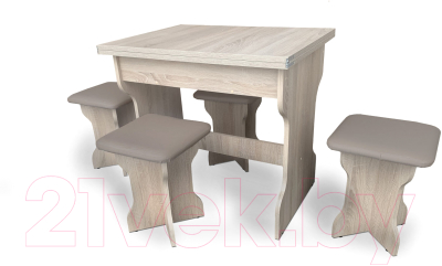 Обеденная группа Анмикс ЛДСП (дуб санома/кожзам капучино)