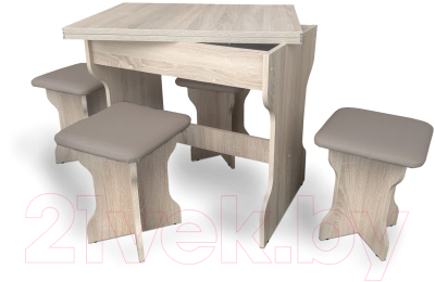 Обеденная группа Анмикс ЛДСП (дуб санома/кожзам капучино)
