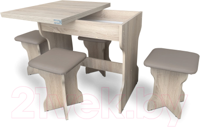 Обеденная группа Анмикс ЛДСП (дуб санома/кожзам капучино)