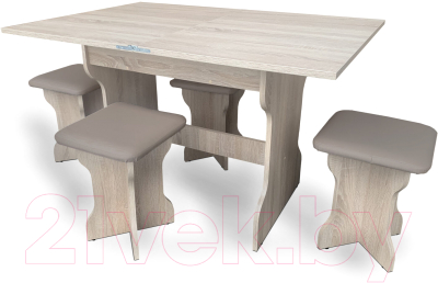 Обеденная группа Анмикс ЛДСП (дуб санома/кожзам капучино)