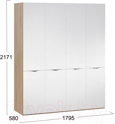 Шкаф ТриЯ Глосс с 4 зеркальными дверями СМ-319.07.443 (яблоня беллуно)