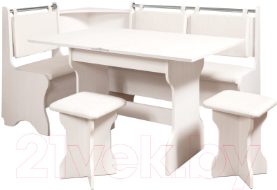 Обеденная группа Анмикс ЛДСП с кухонным уголком (бодега/кожзам ваниль) - фото