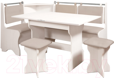 Обеденная группа Анмикс ЛДСП с кухонным уголком (бодега/кожзам капучино) - фото