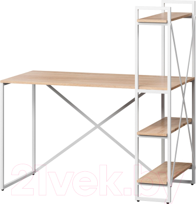 Письменный стол Loftyhome Мальборк Практик-П / 1627822 (дуб сонома с белым основанием) - фото