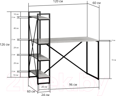 Письменный стол Loftyhome Мальборк Практик-Л / 1627823 (дуб сонома)