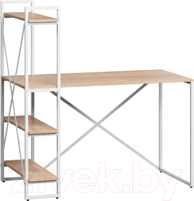 Письменный стол Loftyhome Мальборк Практик-Л / 1627824 (дуб сонома с белым основанием) - фото