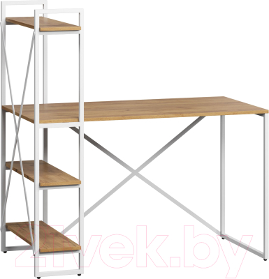 Письменный стол Loftyhome Мальборк Практик-Л / 1627828 (дуб золотой с белым основанием) - фото