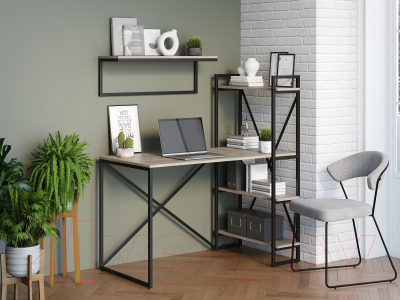 Письменный стол Loftyhome Мальборк Практик-П / 1627829 (смоук)