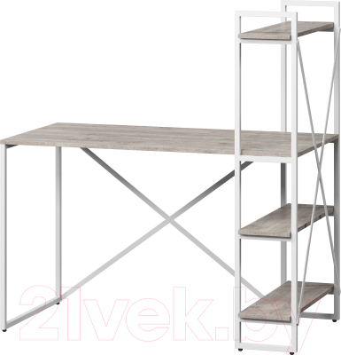 Письменный стол Loftyhome Мальборк Практик-П / 1627830 (смоук с белым основанием) - фото
