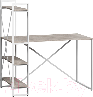 Письменный стол Loftyhome Мальборк Практик-Л / 1627832 (смоук с белым основанием) - фото