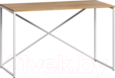 Письменный стол Loftyhome Мальборк Кросс Мини / 1627838 (дуб золотой с белым основанием) - фото