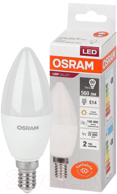 Лампа Osram LED Value В60 7Вт Е14 3000К / 4058075578883
