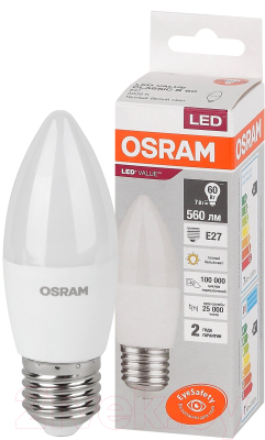 Лампа Osram LED Value В60 7Вт Е27 3000К / 4058075579446