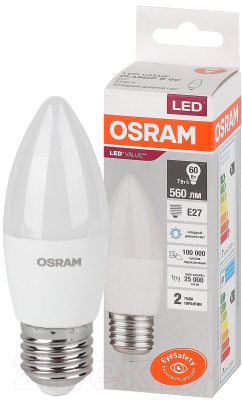 Лампа Osram LED Value В60 7Вт Е27 6500К / 4058075579507
