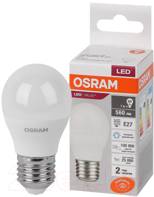 Лампа Osram LED Value Р60 7Вт Е27 6500К / 4058075579866