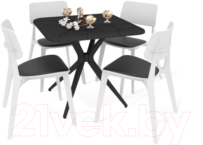 Обеденная группа Sheffilton SHT-DS194 (черный/белый/черный) - фото