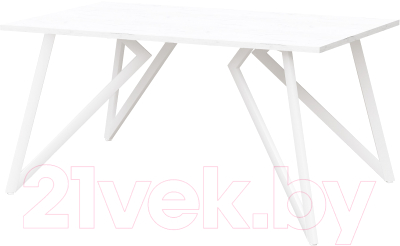 Обеденный стол Millwood Женева Л18 160x80 (дуб белый Craft/металл белый) - фото