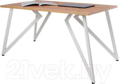 Обеденный стол Millwood Женева Л18 160x80 (дуб золотой Craft/металл белый) - фото