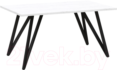 Обеденный стол Millwood Женева Л18 160x80 (дуб белый Craft/металл черный) - фото