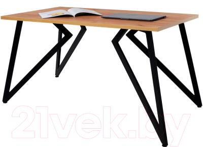 Обеденный стол Millwood Женева Л18 160x80 (дуб золотой Craft/металл черный) - фото