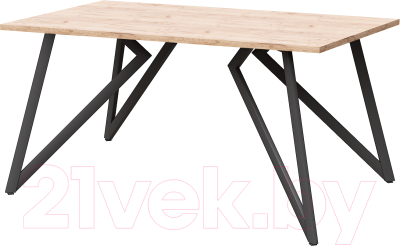 Обеденный стол Millwood Женева Л18 160x80 (дуб табачный Craft/металл черный) - фото
