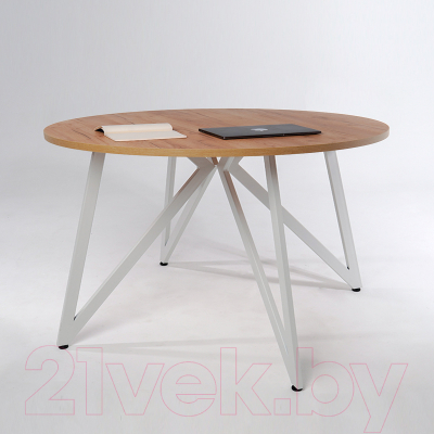 Обеденный стол Millwood Женева Л18 D90 (дуб золотой Craft/металл белый)