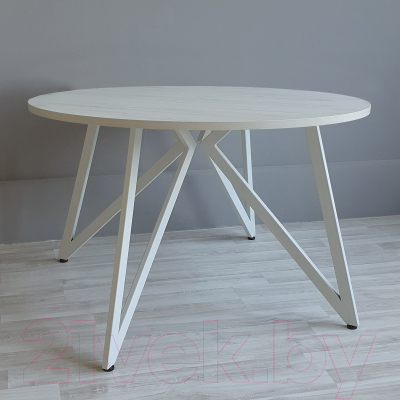 Обеденный стол Millwood Женева Л18 D100 (дуб белый Craft/металл белый)