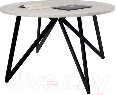 Обеденный стол Millwood Женева Л18 D90 (дуб белый Craft/металл черный)