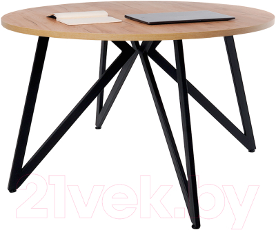 Обеденный стол Millwood Женева Л18 D90 (дуб золотой Craft/металл черный)