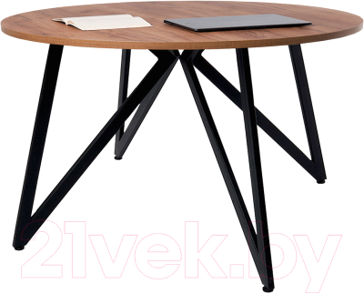 Обеденный стол Millwood Женева Л18 D90 (дуб табачный Craft/металл черный) - фото