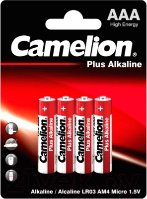 Батарейка Camelion LR03 Plus Alkaline BL-4 / LR03-BP4 - фото