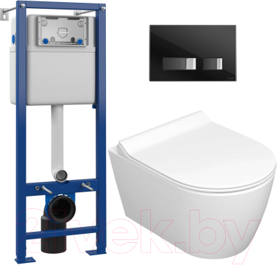 Унитаз подвесной с инсталляцией Керамин Трент R + S-IN-MZ-VECTOR + P-BU-MOV/Blg/Gl - фото